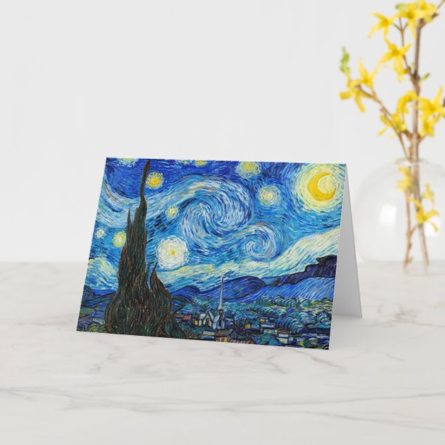 Carte La nuit étoilée | Van Gogh | (Fleur jaune)