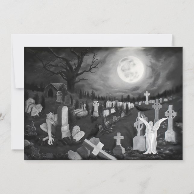Carte La nuit sur le cimetière - Angel avec Diable (Devant)