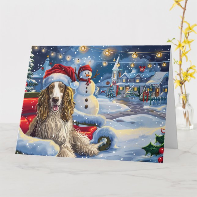 Carte La peau afghane à Sleigh neige Noël (Fleur jaune)