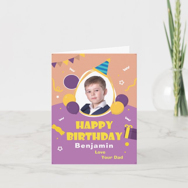 Carte La photo d'enfants monte en ballon l'anniversaire (Devant)