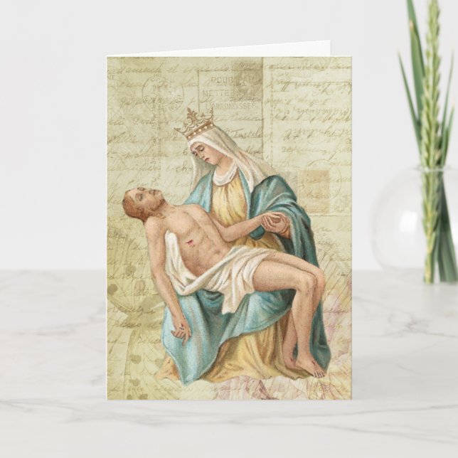 Carte La Pieta Marie et Jésus chrétien religieux (Devant)