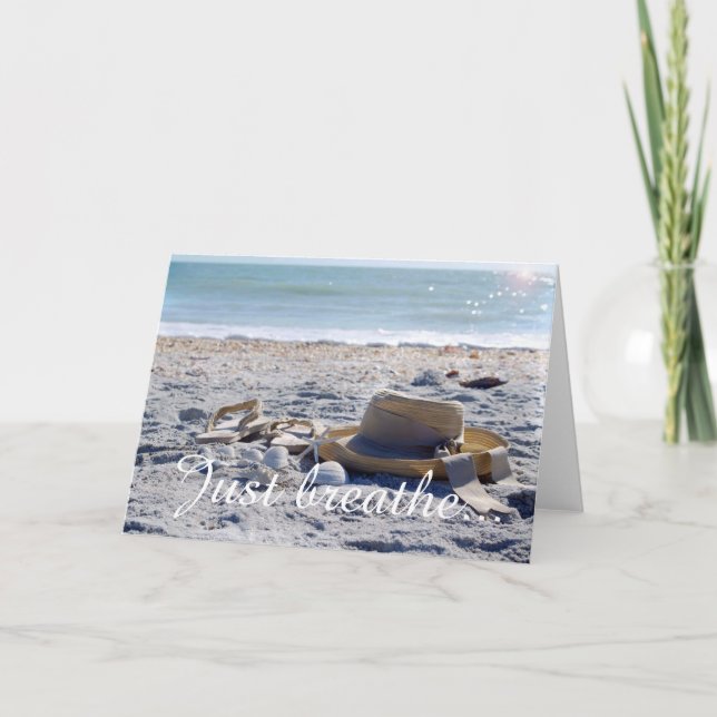 Carte La plage, sandales, océan, exposent au soleil la (Devant)