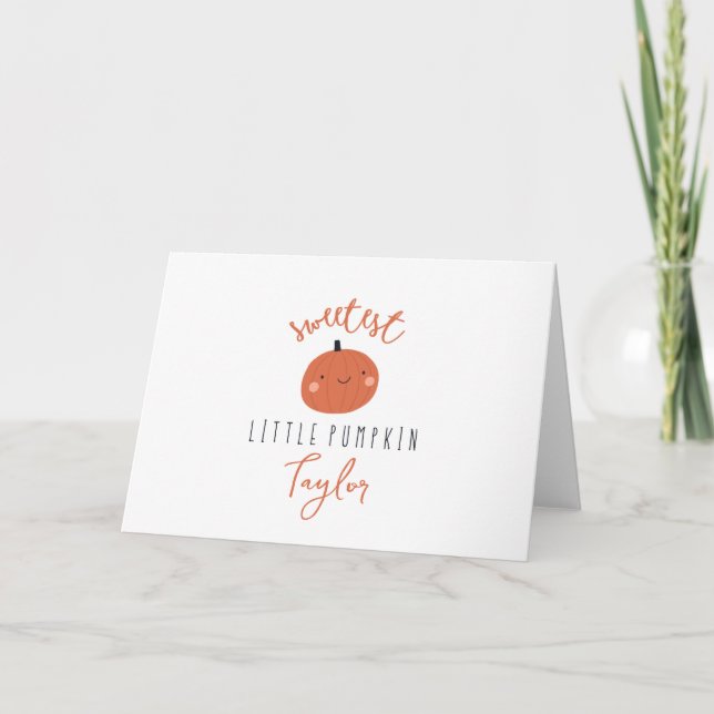 Carte la plus douce petite citrouille Nom personnalisé (Devant)