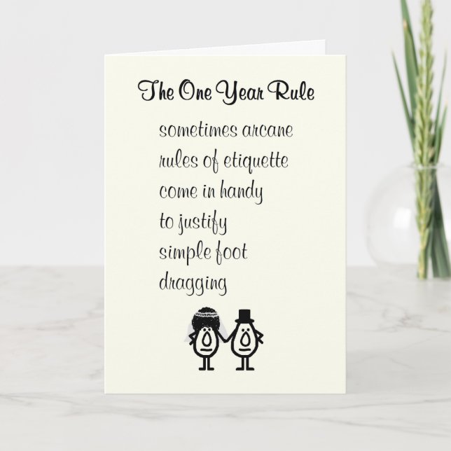 Carte La règle d'un an - Félicitations de mariage tardiv (Devant)