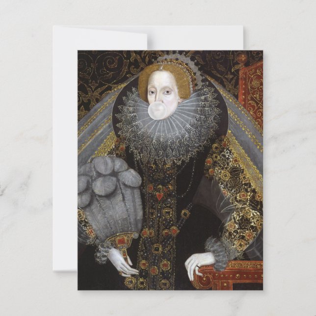 Carte La reine Elizabeth I souffle une gomme à bulle bla (Devant)