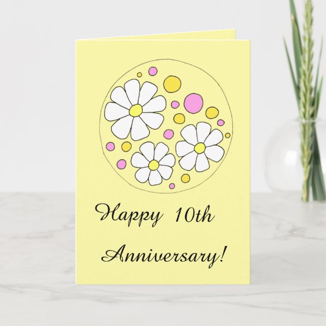 Carte La rétro marguerite fleurit le 10ème anniversaire (Devant)