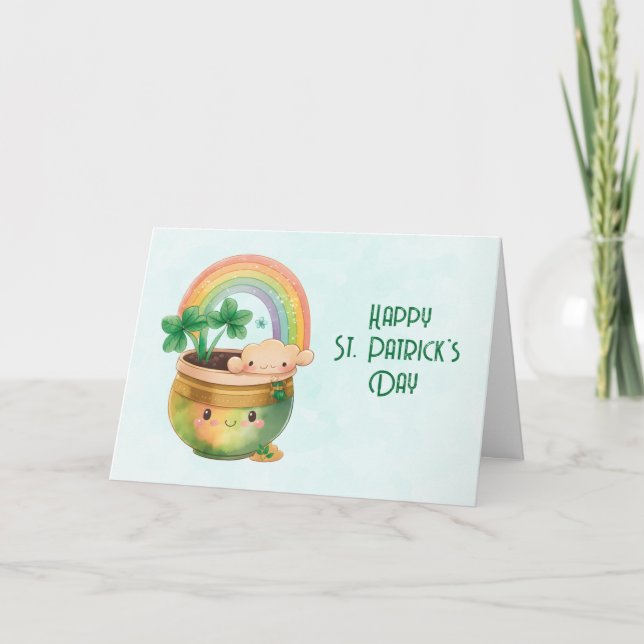 Carte La Saint-Patrick Fantaisiste Arc-en-Ciel & Trèfle (Devant)