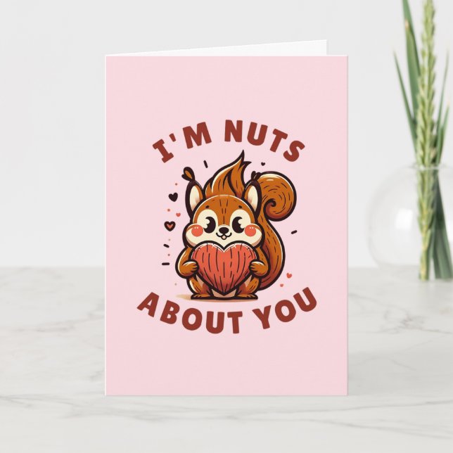 Carte La Saint-Valentin 'Je suis fou de toi' Écureuil (Devant)