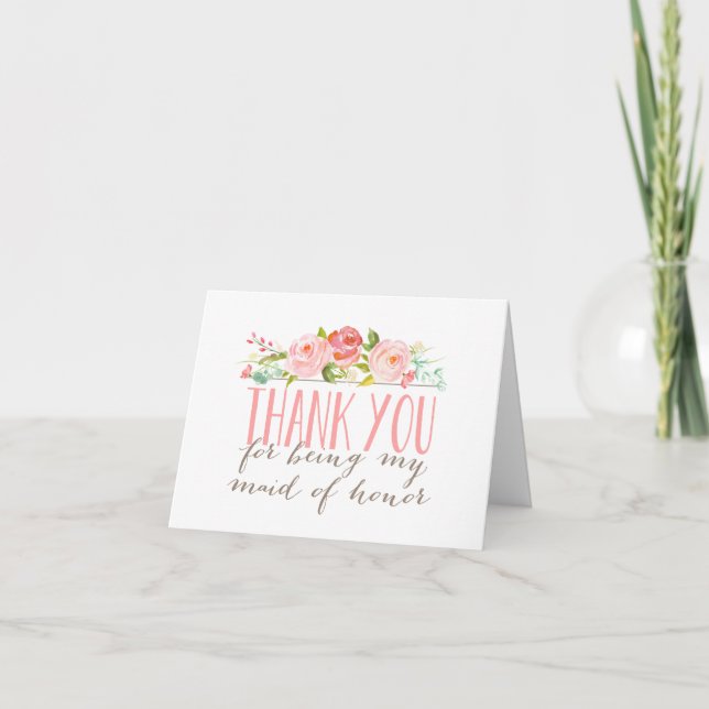 Carte La servante florale de Merci d'honneur pliée (Devant)