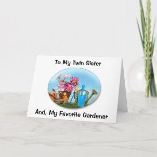 CARTE LA SOEUR TWIN ET L'ANNIVERSAIRE PRÉFÉRÉ DU GARDENE