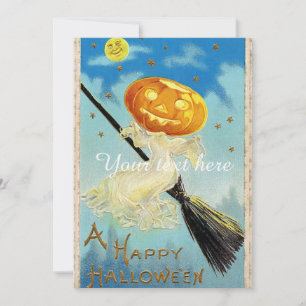 Carte La sorcière Citrouille d'Halloween en perte de vit