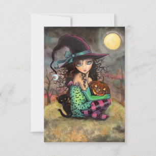 Carte La sorcière et le chat de la colline d'Halloween