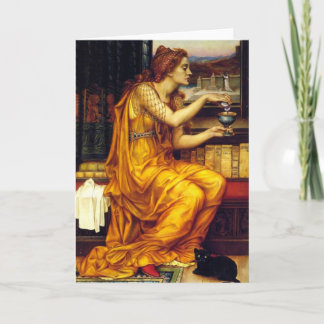 Carte La sorcière et un chat noir