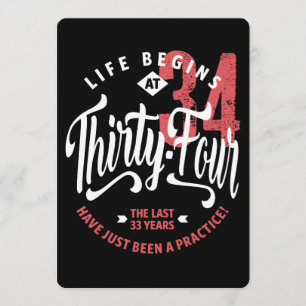 Carte La vie commence à 34 ans   34e anniversaire