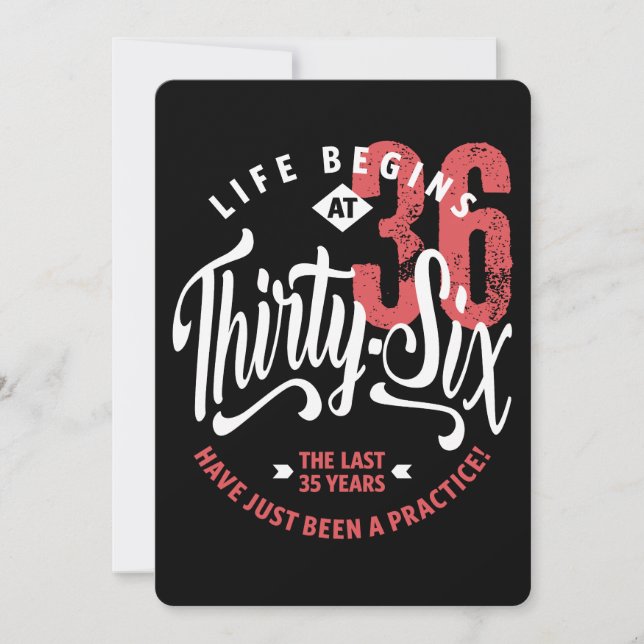Carte La vie commence à 36 ans | 36e anniversaire (Devant)