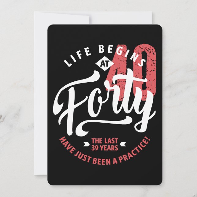 Carte La vie commence à 40 ans | 40e anniversaire (Devant)