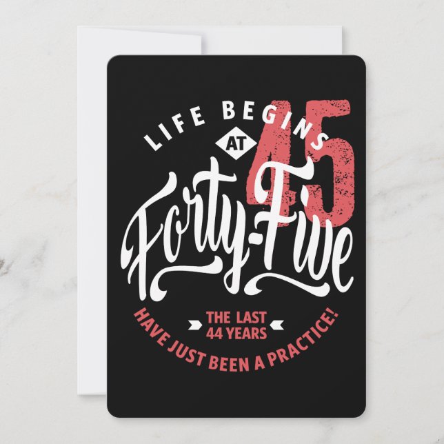 Carte La vie commence à 45 ans | 45e anniversaire (Devant)