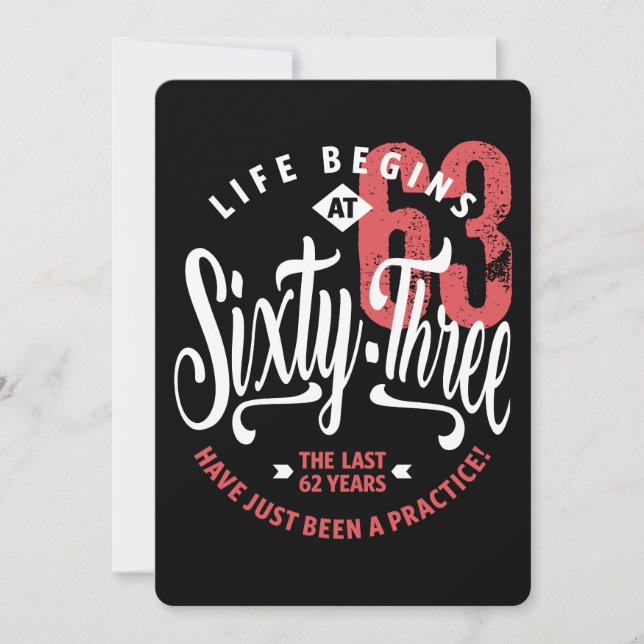 Carte La vie commence à 63 ans | 63e anniversaire (Devant)