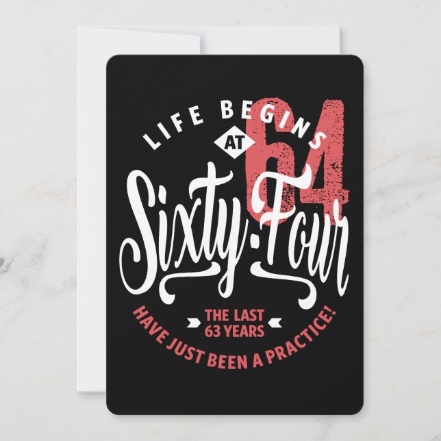 Carte La vie commence à 64 ans | 64e anniversaire (Devant)