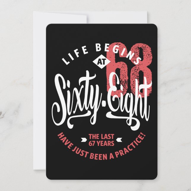 Carte La vie commence à 68 ans | 68e anniversaire (Devant)