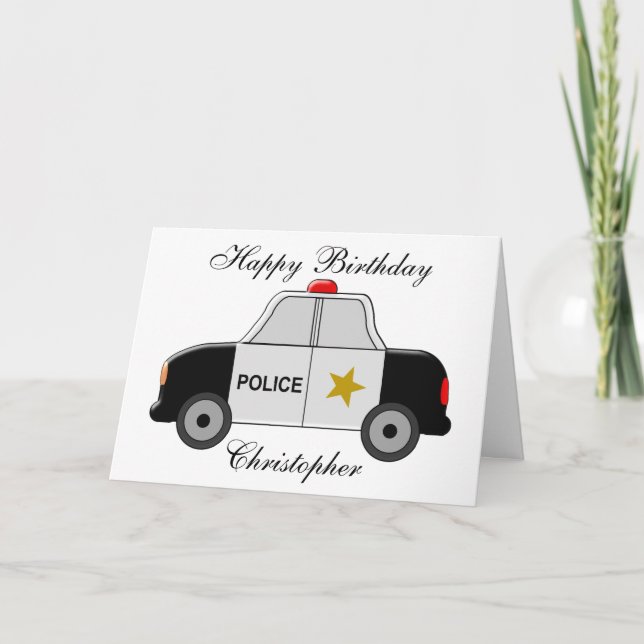 Carte La voiture de police ajoutent juste l'anniversaire (Devant)
