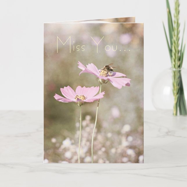 Carte L'abeille sur la fleur rose (Devant)