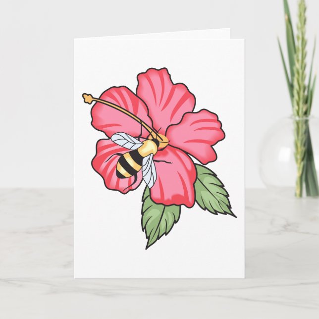 Carte L'abeille sur l'Hibiscus (Devant)
