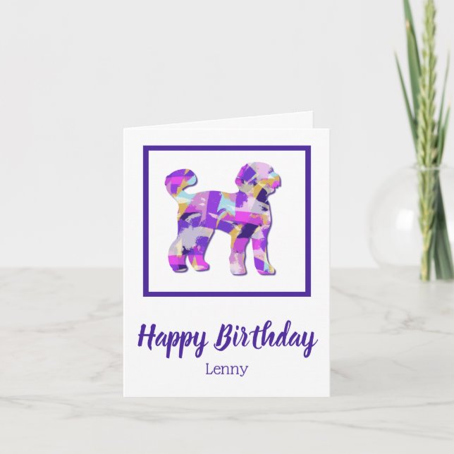 Carte Labradoodé Chien Silhouette Purple PY&B Anniversai (Devant)