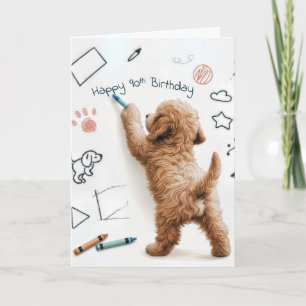 Carte Labradoodle Doodling pour 90e anniversaire