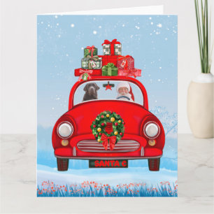 Carte Labrador Chien En Voiture Avec Le Père Noël