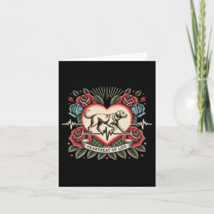 Carte Labrador Heartbeat Tattoo Retro Rose Amoureux des