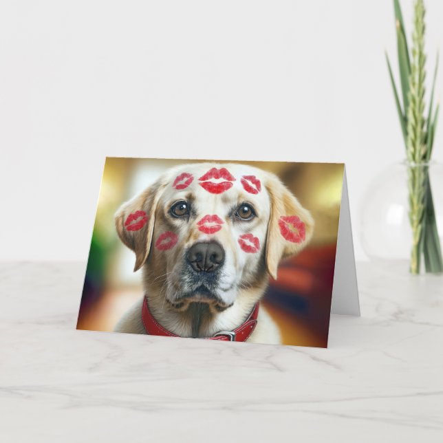 Carte Labrador Retriers Avec Valentine Kisses (Devant)