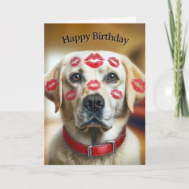 Carte Labrador Retriever Avec Baisers Anniversaires (Devant)