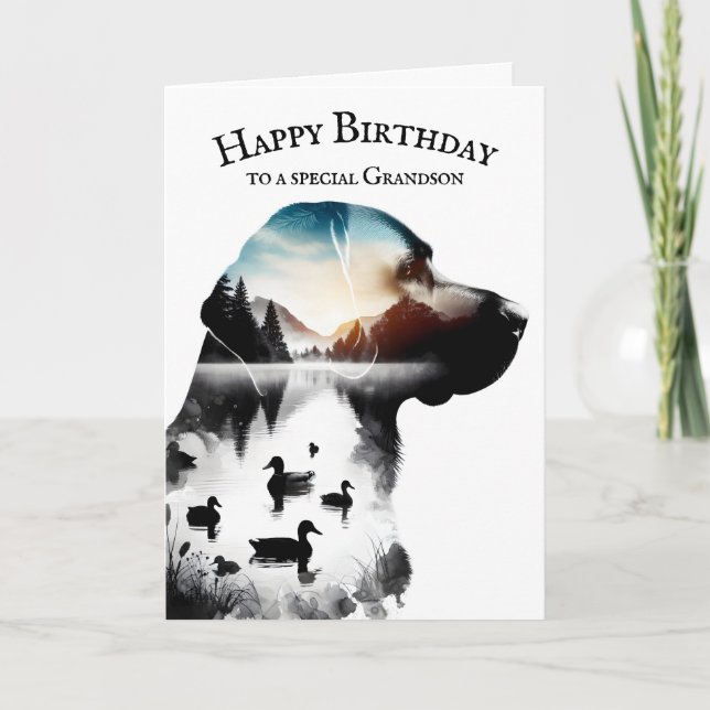 Carte Labrador Retriever Birday For Grandson (Devant)