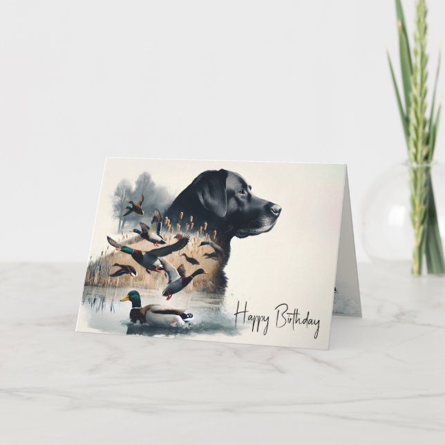 Carte Labrador Retriever et Canards Anniversaire (Devant)