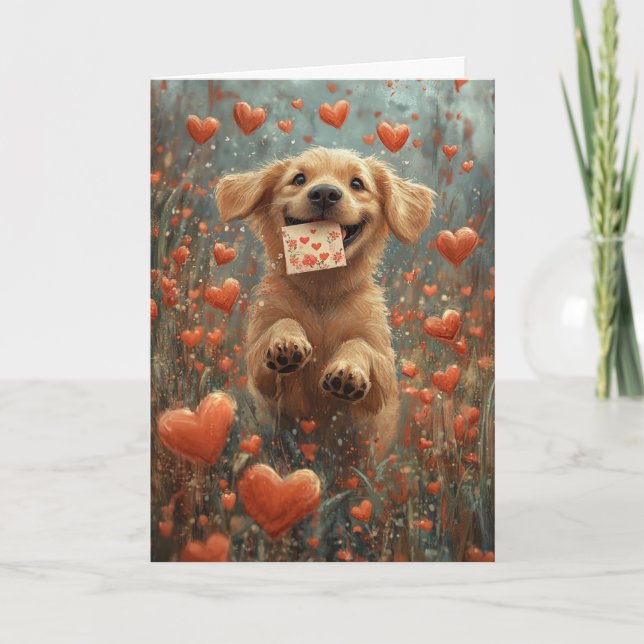Carte Labrador Retriever fantaisiste dans une fleur en f (Devant)