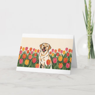 Carte Labrador Retriever Jardin de tulipes printemps Car
