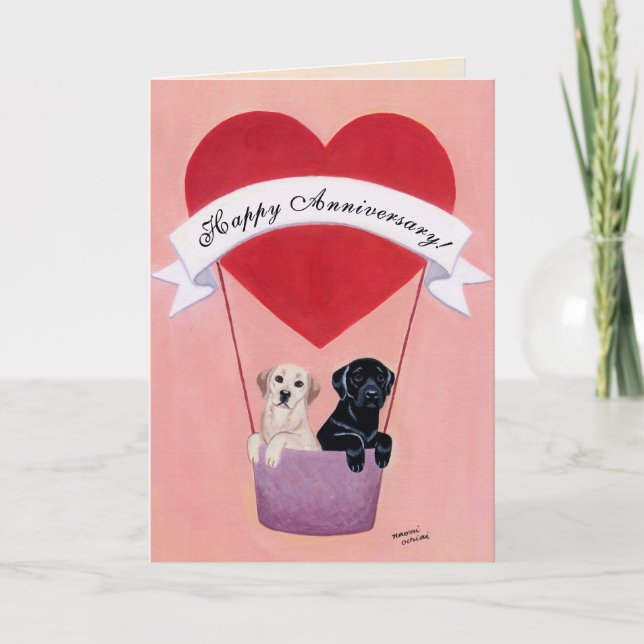 Carte Labradors pour anniversaire de mariage (Devant)