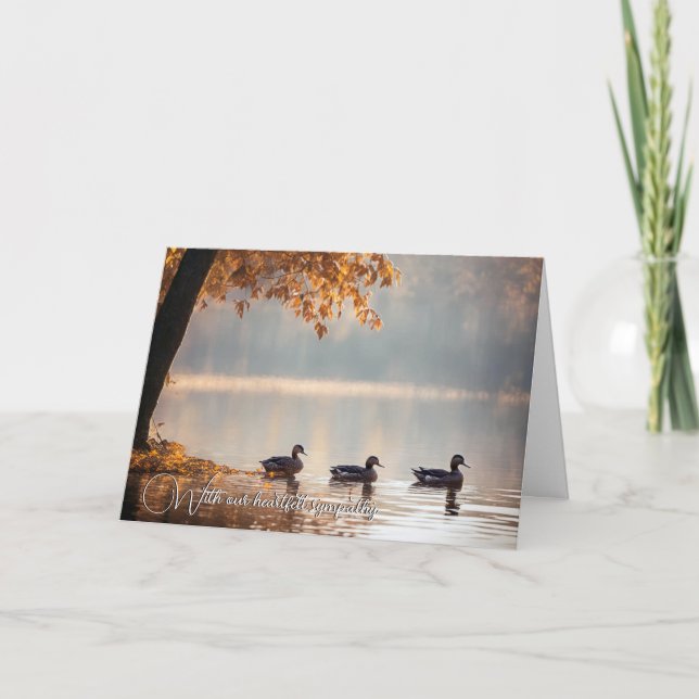 Carte Lac D'Automne Misty Avec Sympathie Des Canards (Devant)