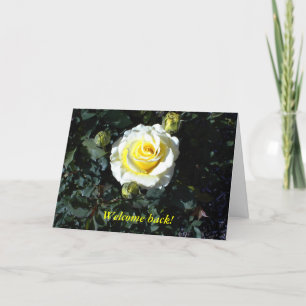 Carte L'accueil de retour cardent avec les roses jaunes