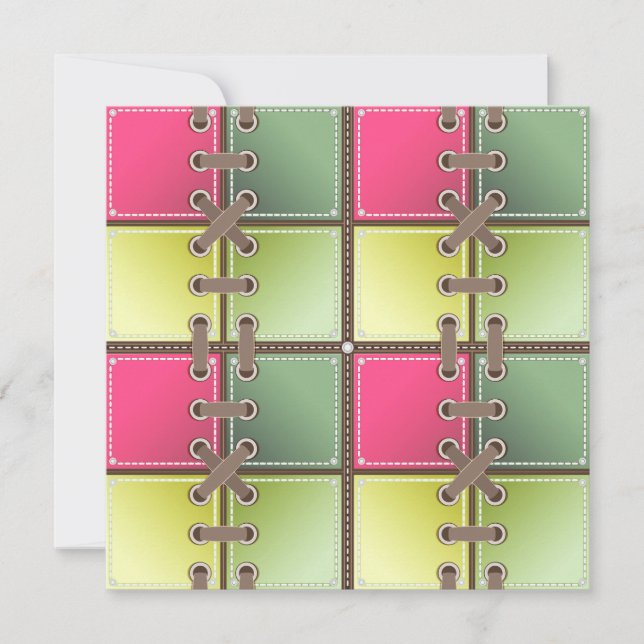 Carte lacets de chaussures art de mode rose et vert (Devant)