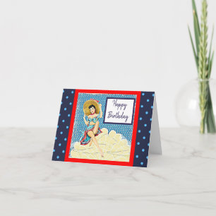 Carte Lady rétro pour lui ou son anniversaire neutre
