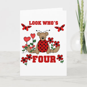 Carte Ladybug Bear 4th Birthday Tshirts et cadeaux