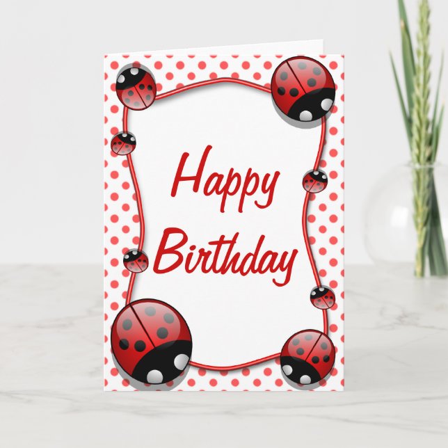 Carte Ladybug Happy Birthday Card (Devant)