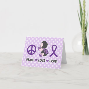 Carte Ladybug Peace Love Hope Purple Awareness Ribbon