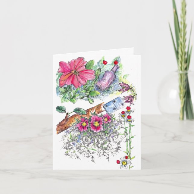 Carte Ladybugs Fleurs Domino Nature Sketchbook (Devant)