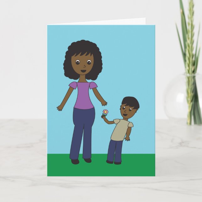Carte L'Afro-américain heureux de fils de jour de mères (Devant)