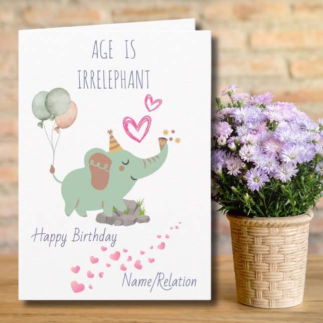 Carte L'âge est impeccable Eléphant mignon Anniversaire (Créateur téléchargé)