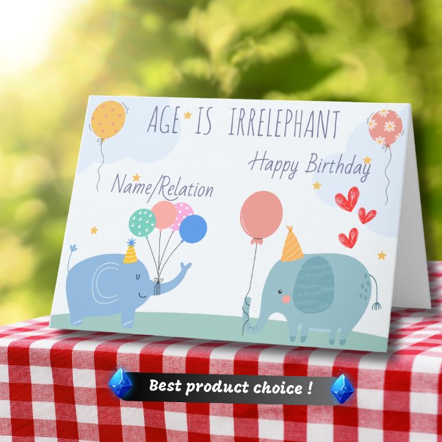 Carte L'âge est impeccable Eléphant mignon Anniversaire (Créateur téléchargé)