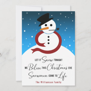 Carte Laisser neiger Noël Soir Snowman Haiku Poésie